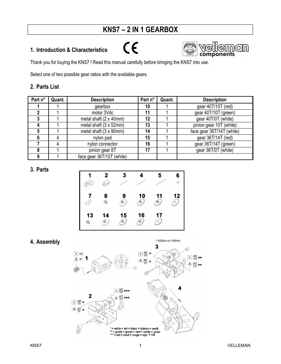 Velleman KNS7 User Manual | 4 pages