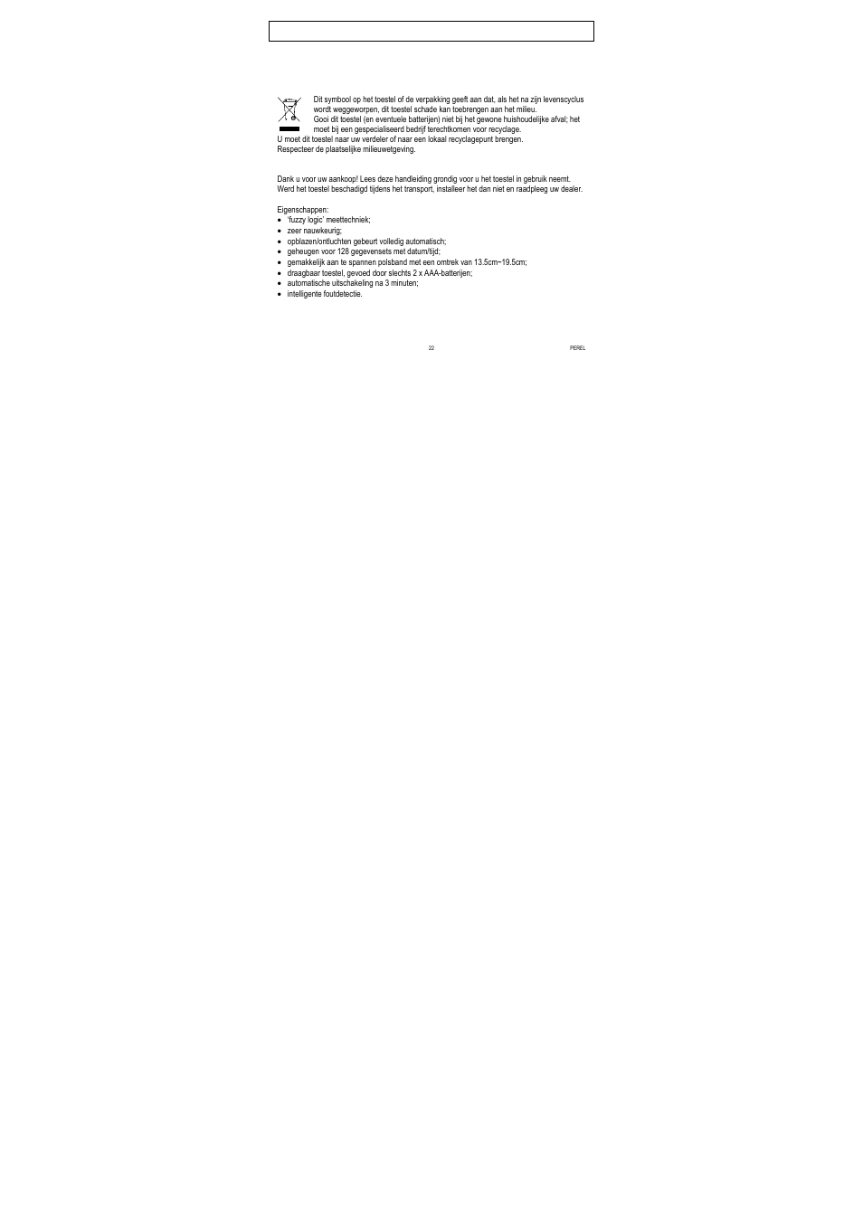 Cbp1 – digitale polsbloeddrukmeter | Velleman CBP1 User Manual | Page 22 / 64