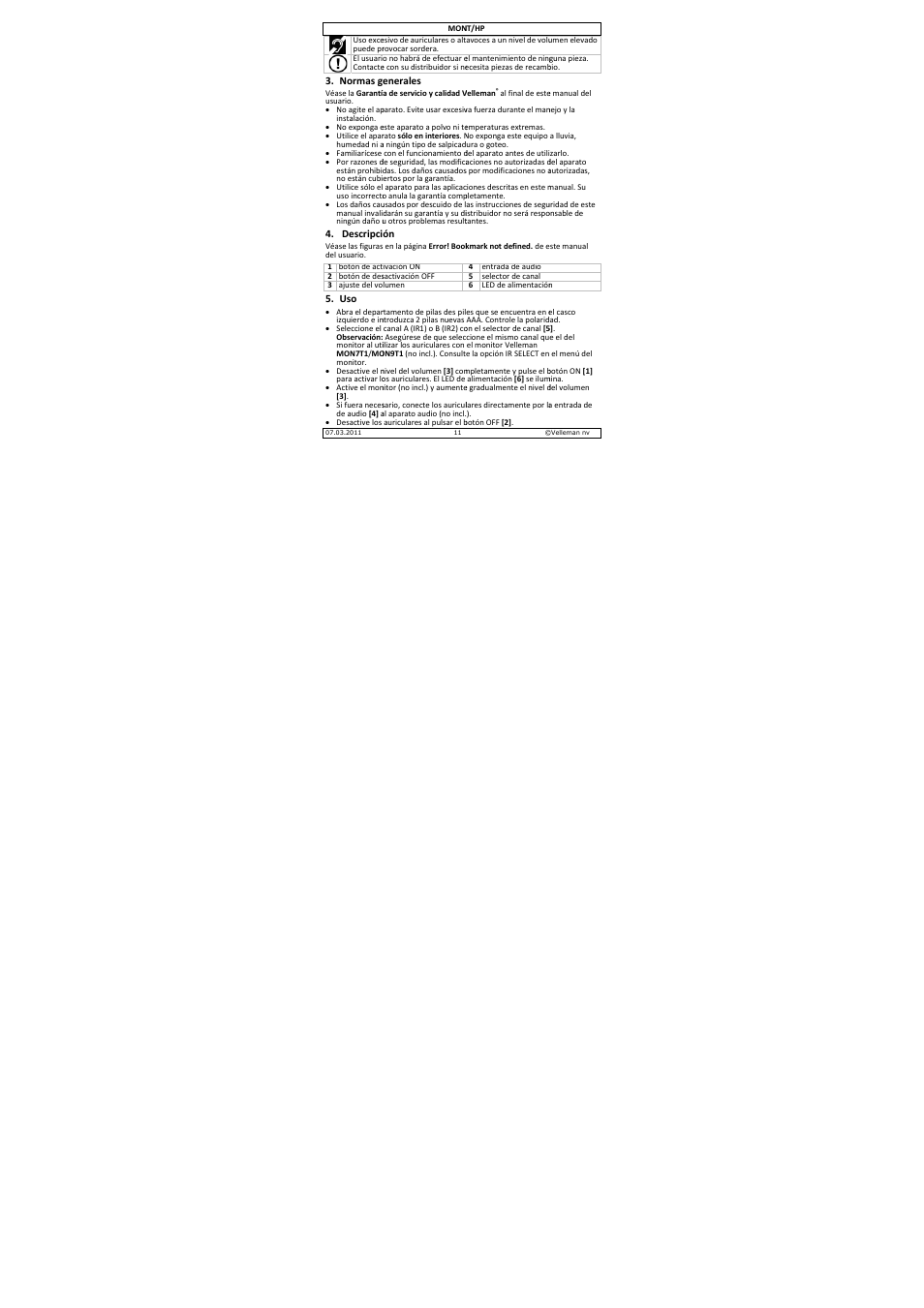 Velleman MONT-HP User Manual | Page 11 / 19