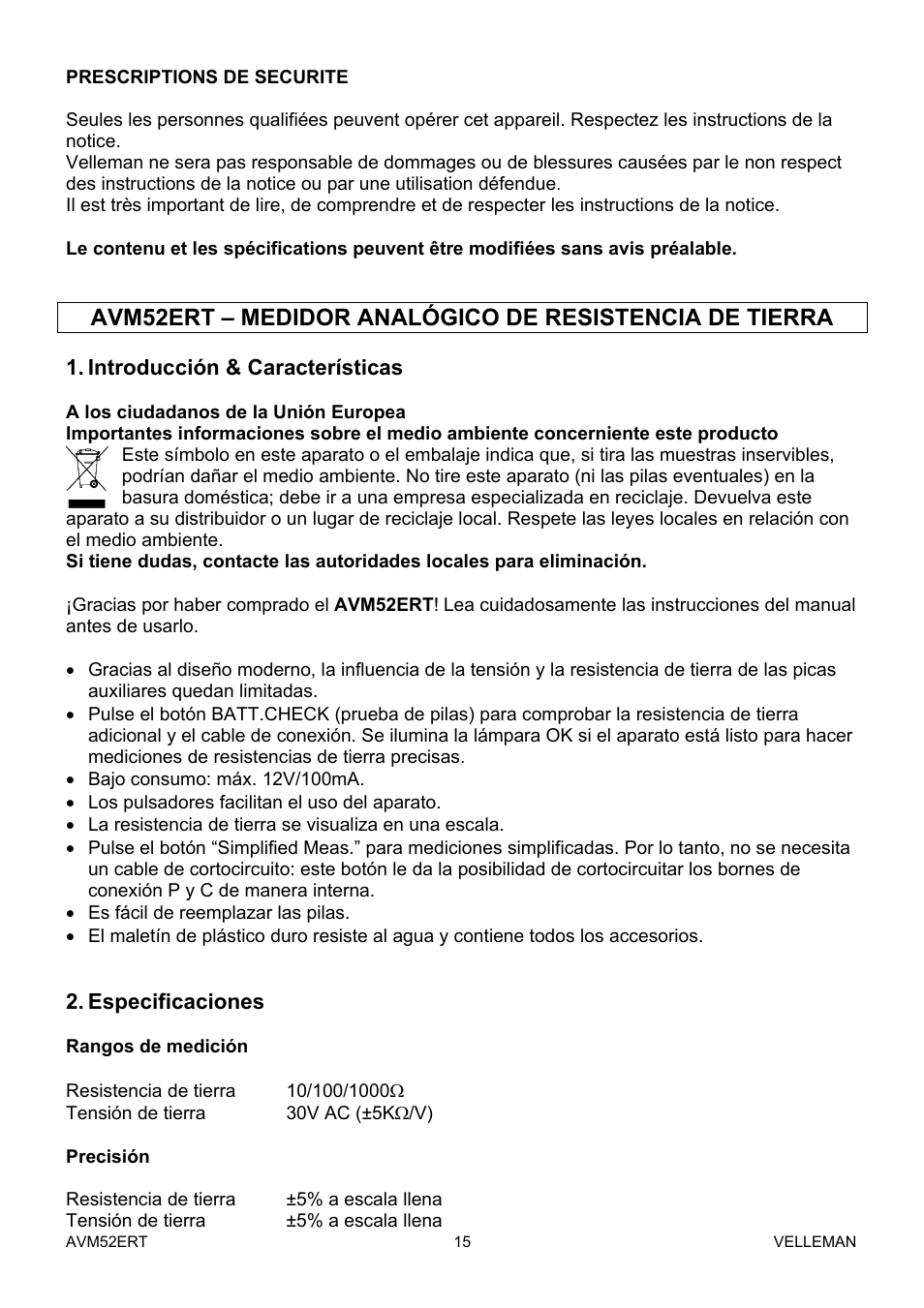 Velleman AVM52ERT User Manual | Page 15 / 39