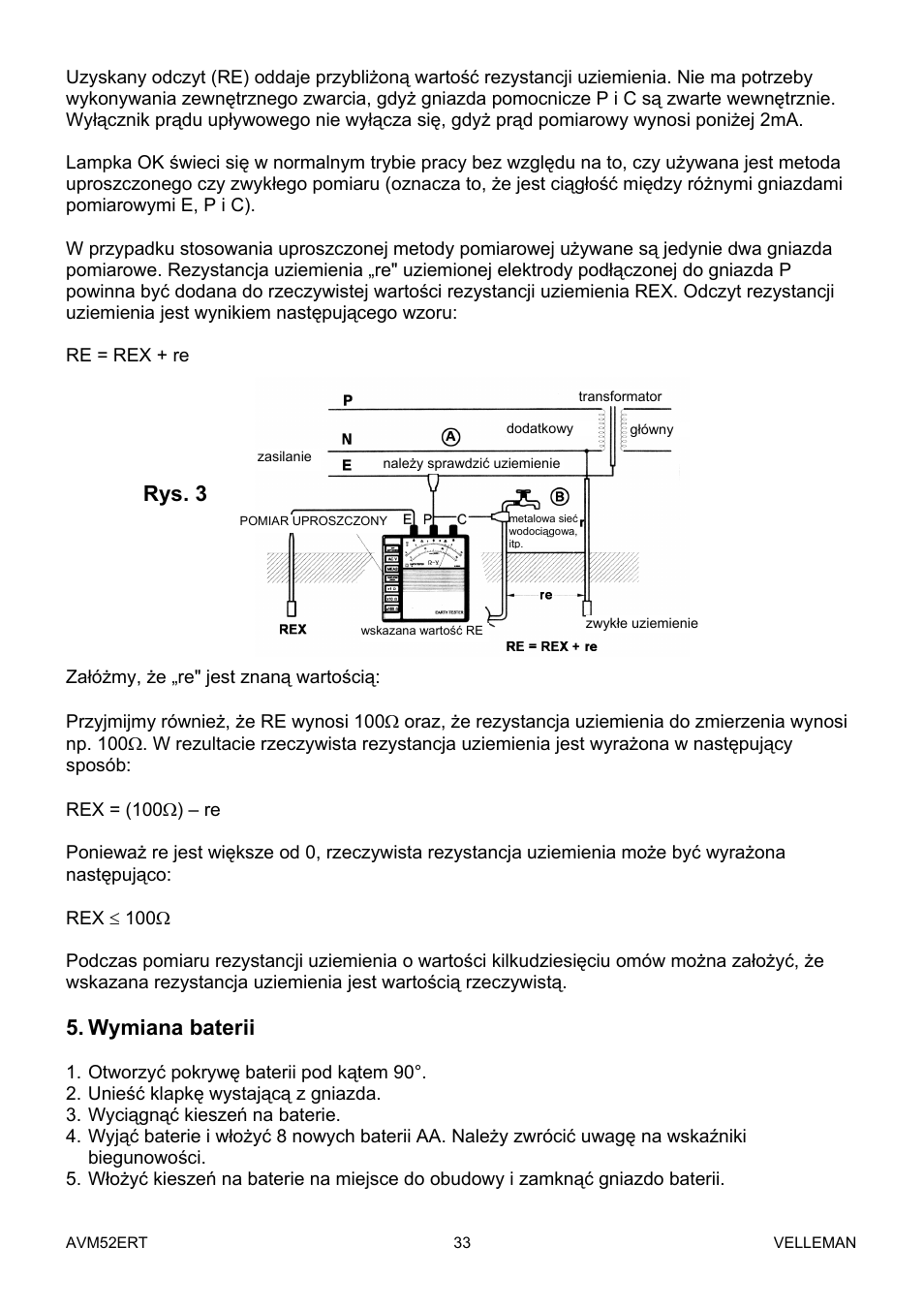 Wymiana baterii, Rys. 3 | Velleman AVM52ERT User Manual | Page 33 / 39