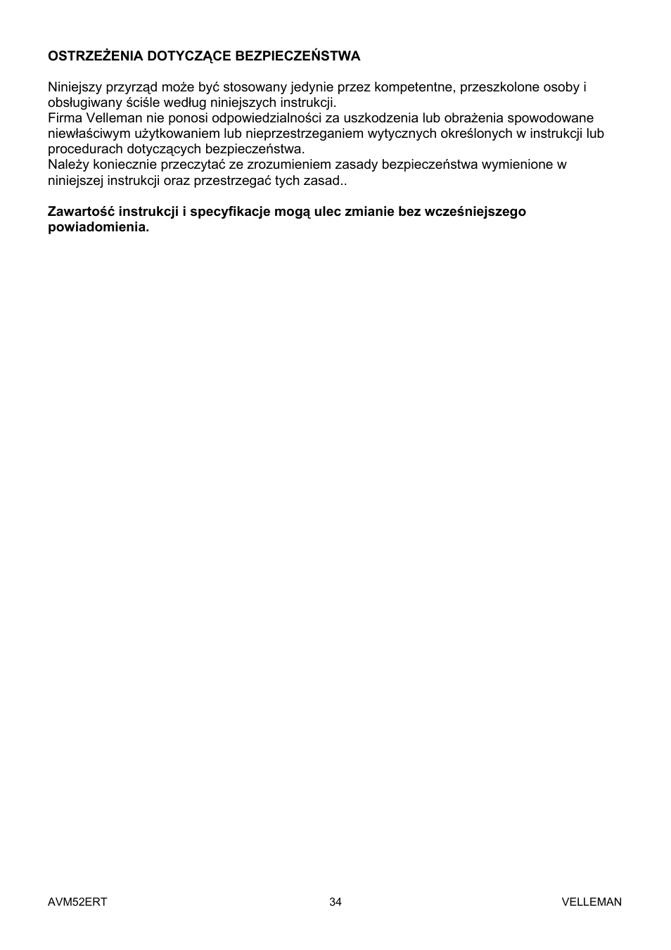 Velleman AVM52ERT User Manual | Page 34 / 39