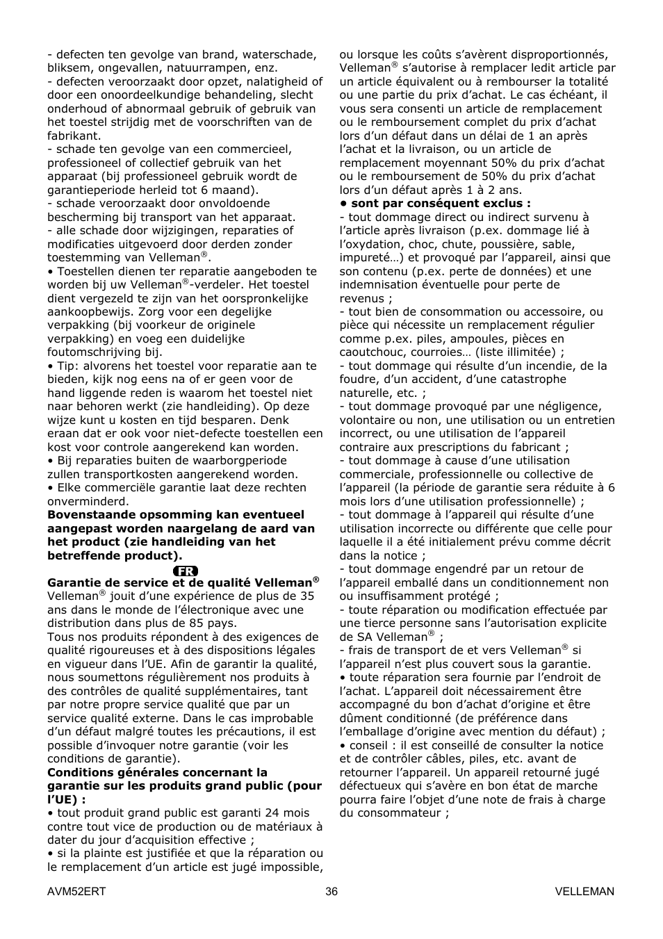 Velleman AVM52ERT User Manual | Page 36 / 39