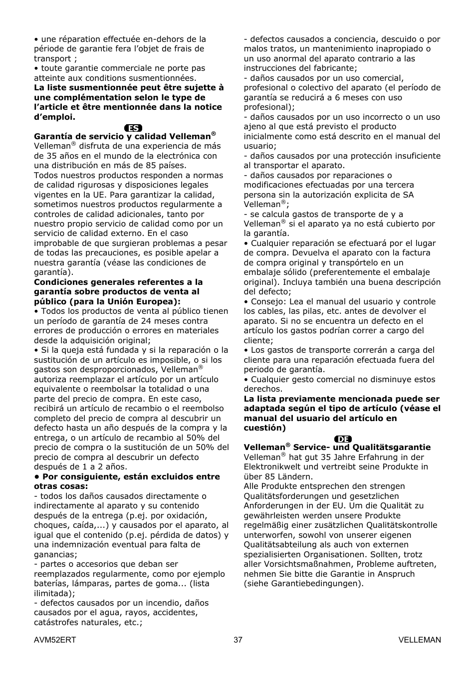 Velleman AVM52ERT User Manual | Page 37 / 39