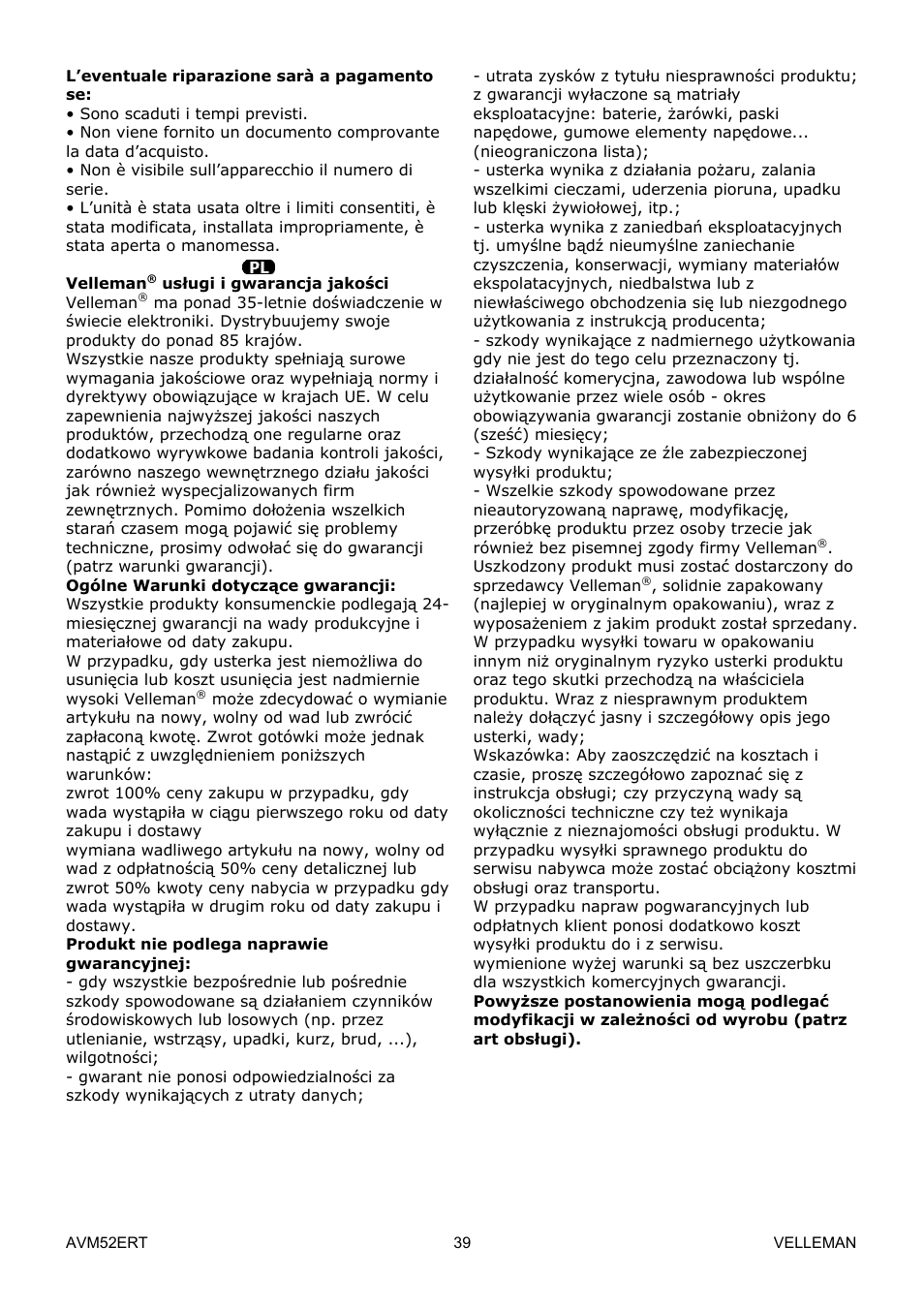 Velleman AVM52ERT User Manual | Page 39 / 39