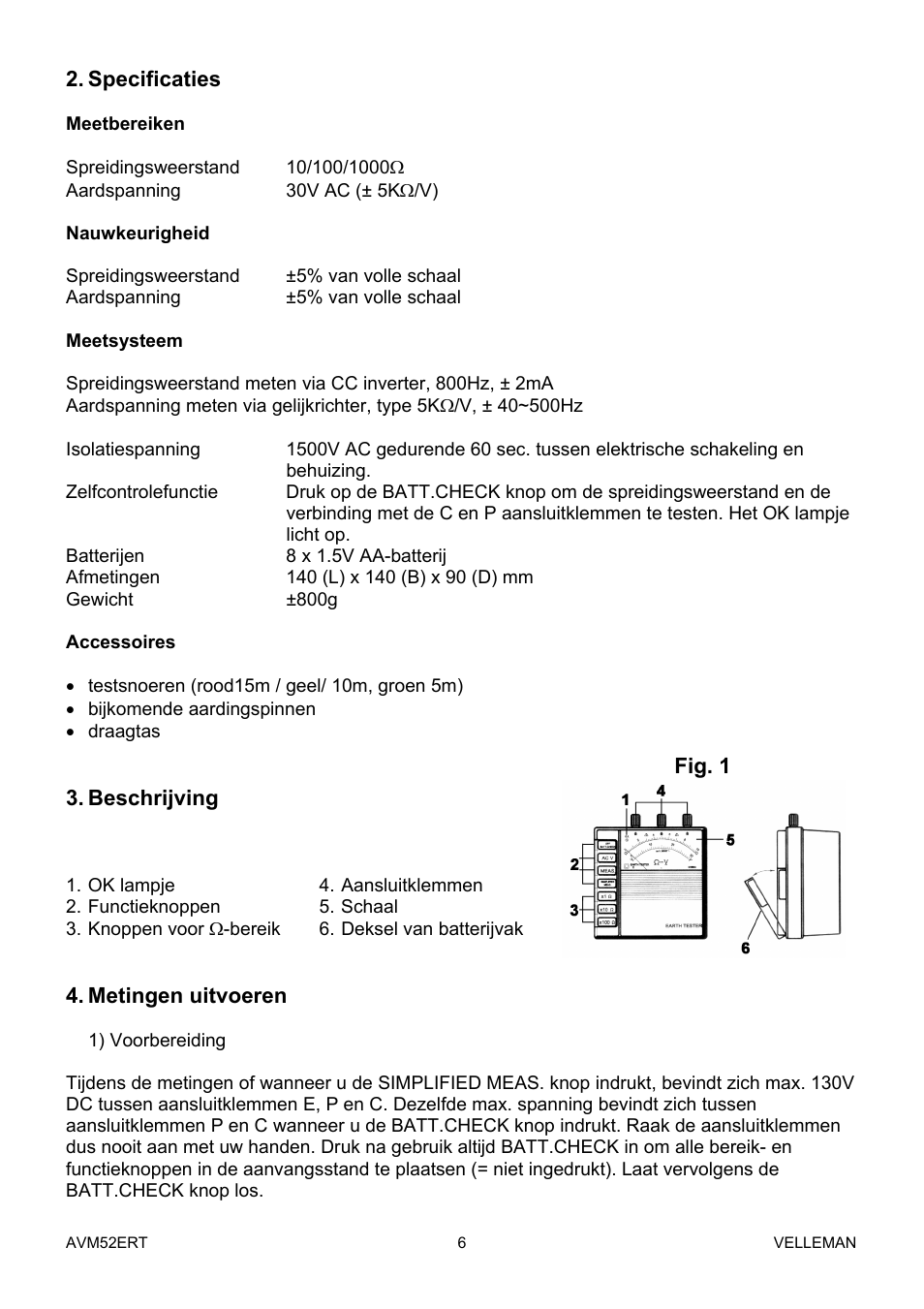 Velleman AVM52ERT User Manual | Page 6 / 39