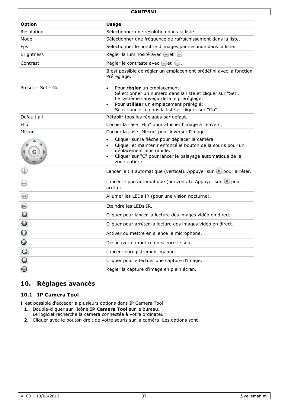 Réglages avancés, 1 ip camera tool | Velleman CAMIP5N1 User manual User Manual | Page 37 / 114