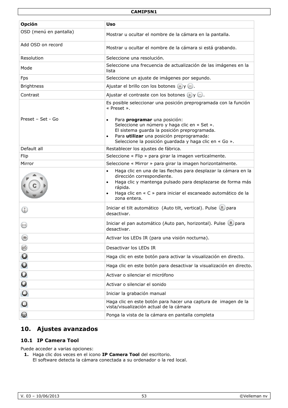 Ajustes avanzados, 1 ip camera tool | Velleman CAMIP5N1 User manual User Manual | Page 53 / 114