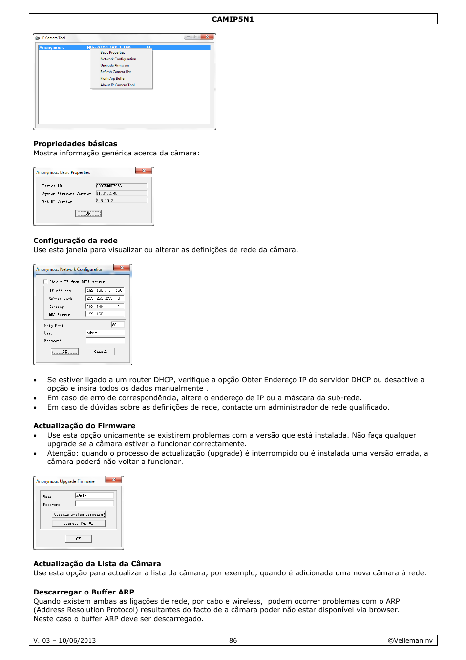 Propriedades básicas | Velleman CAMIP5N1 User manual User Manual | Page 86 / 114