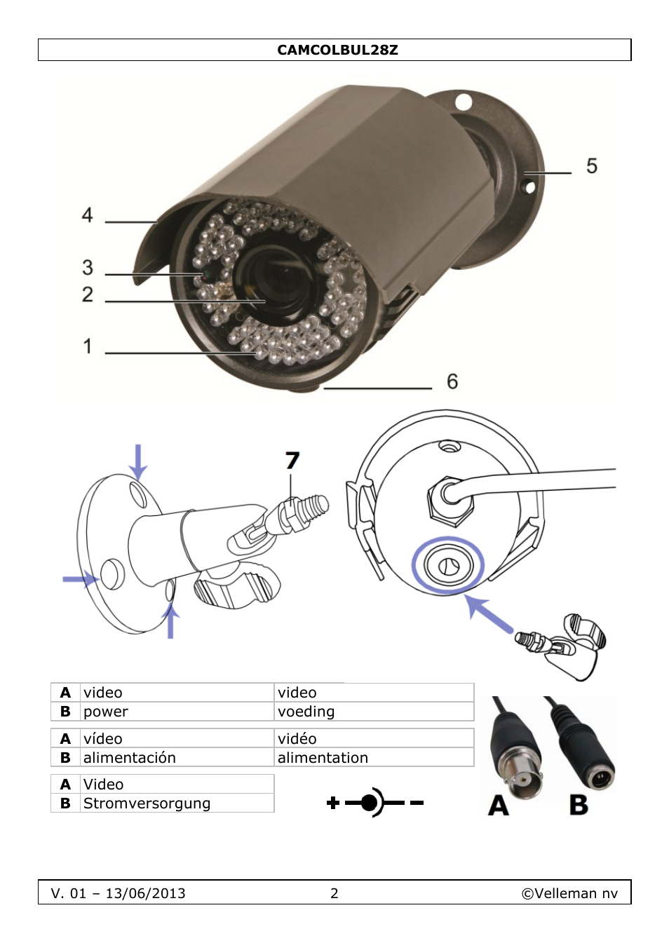 Velleman CAMCOLBUL28Z User Manual | Page 2 / 56