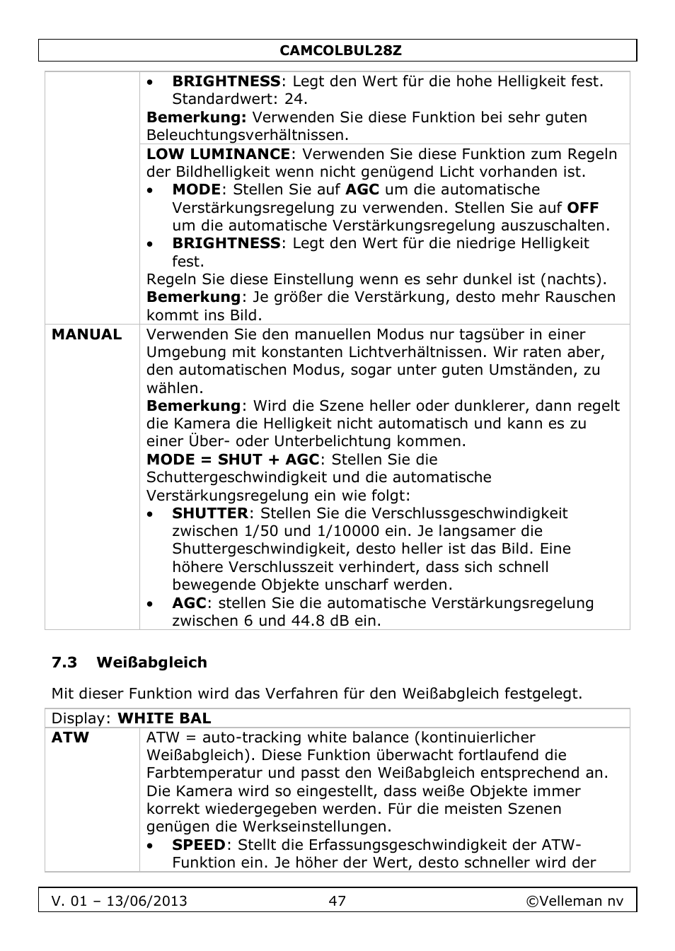 3 weißabgleich | Velleman CAMCOLBUL28Z User Manual | Page 47 / 56