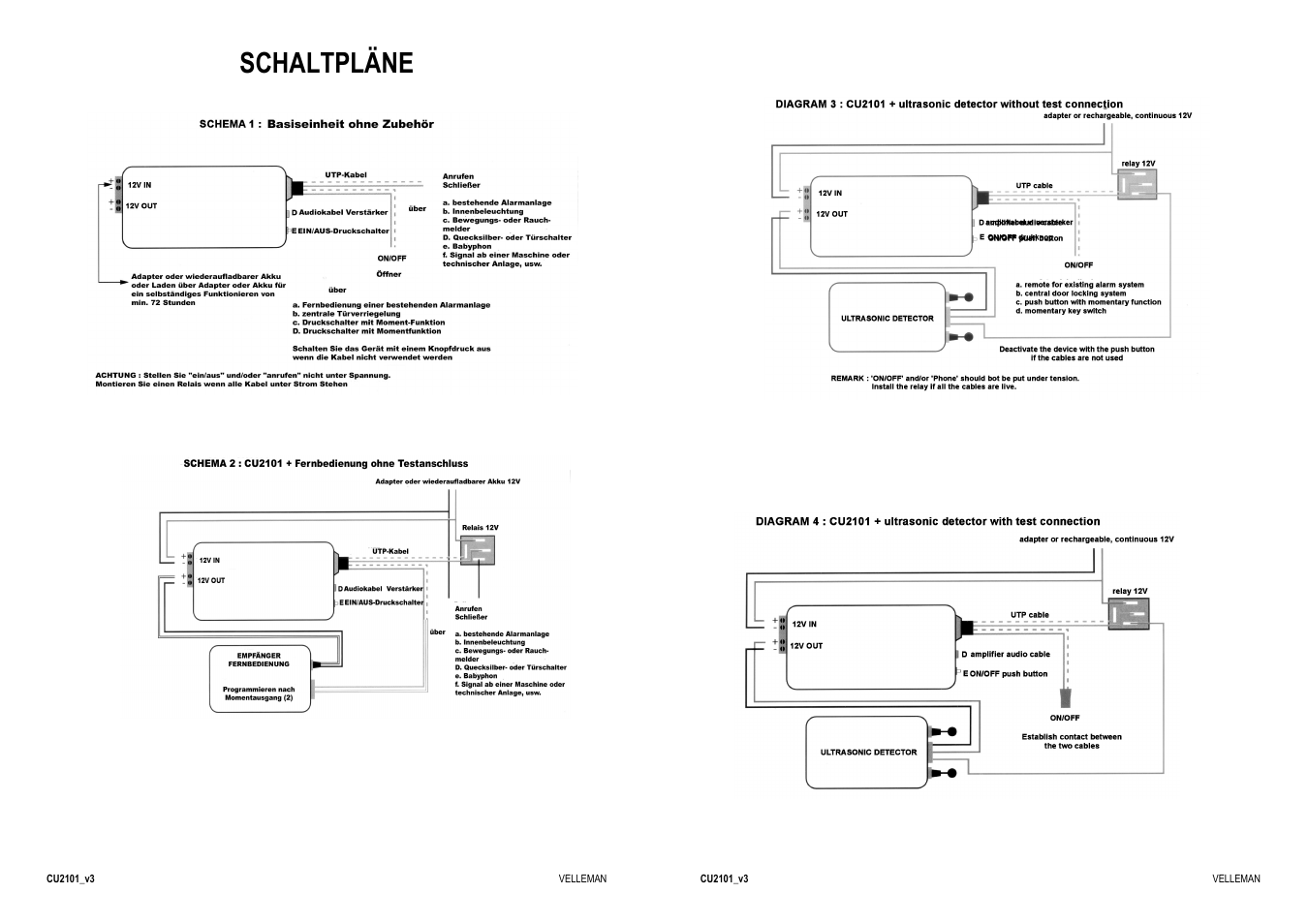 Schaltpläne | Velleman CU2101 User Manual | Page 7 / 22