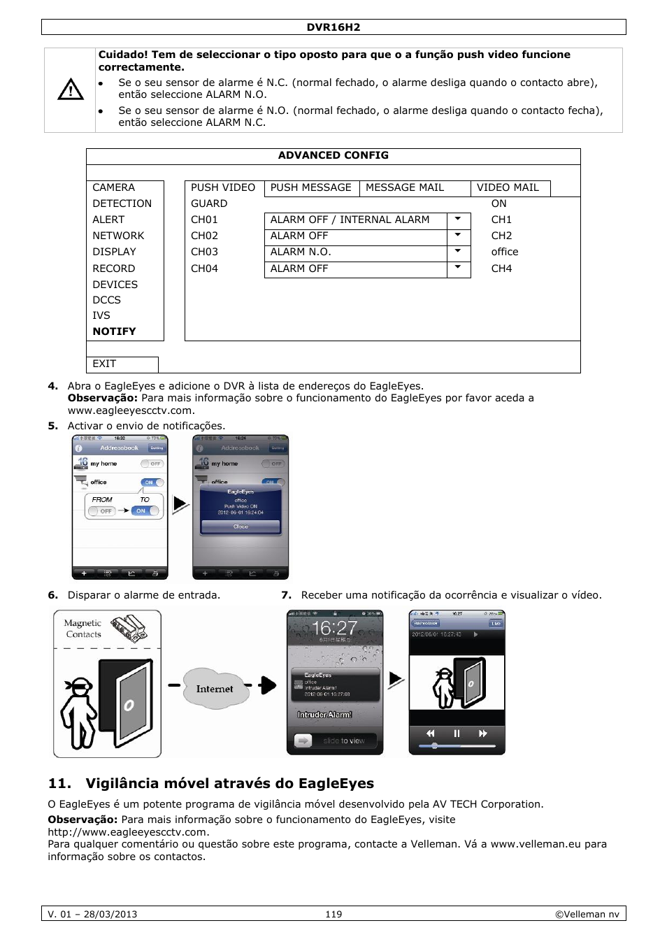 Vigilância móvel através do eagleeyes | Velleman DVR16H2 User Manual | Page 119 / 128