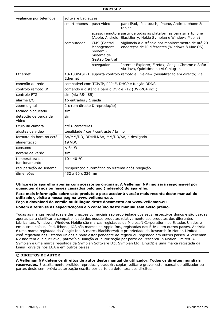Velleman DVR16H2 User Manual | Page 126 / 128