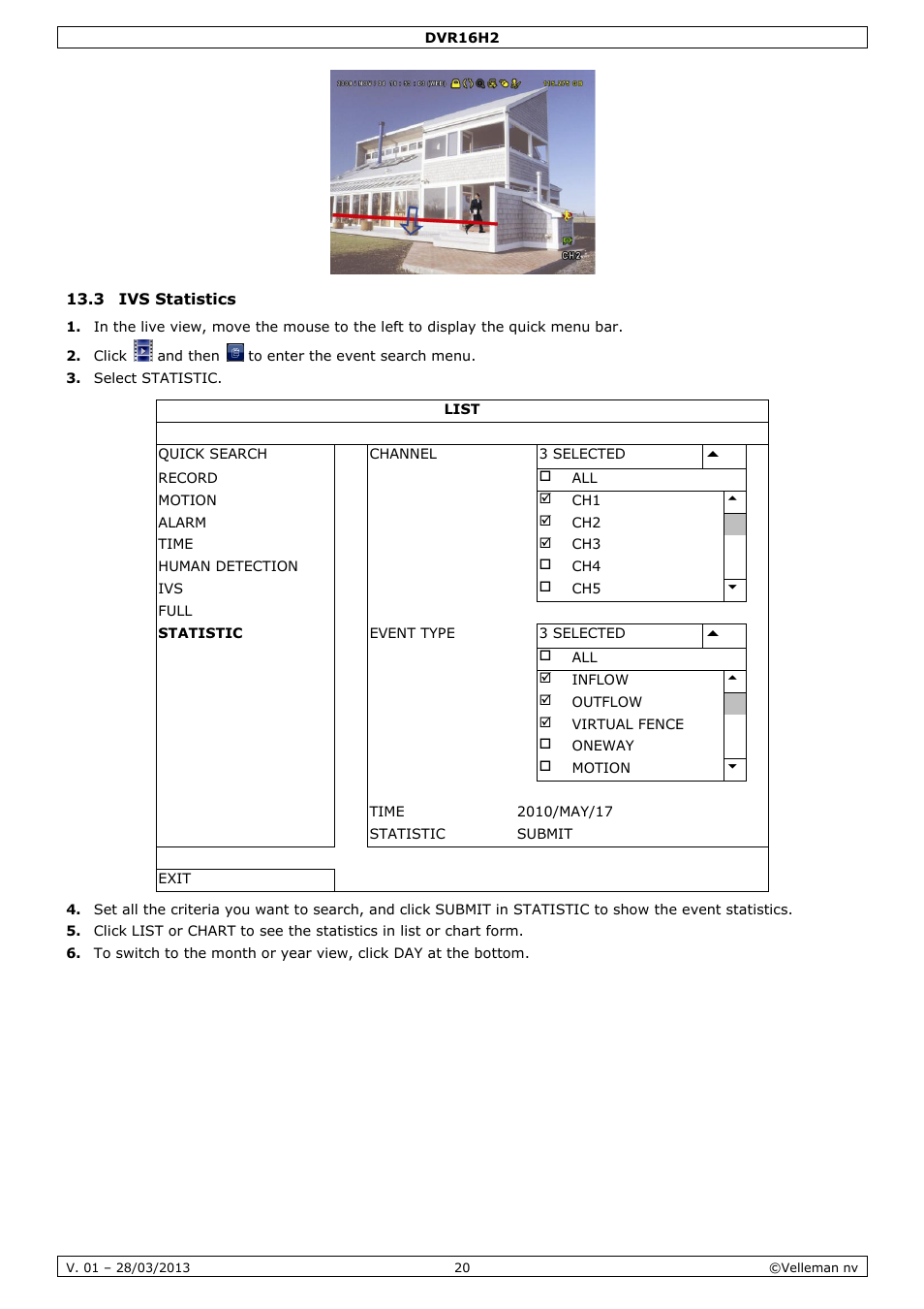 3 ivs statistics | Velleman DVR16H2 User Manual | Page 20 / 128