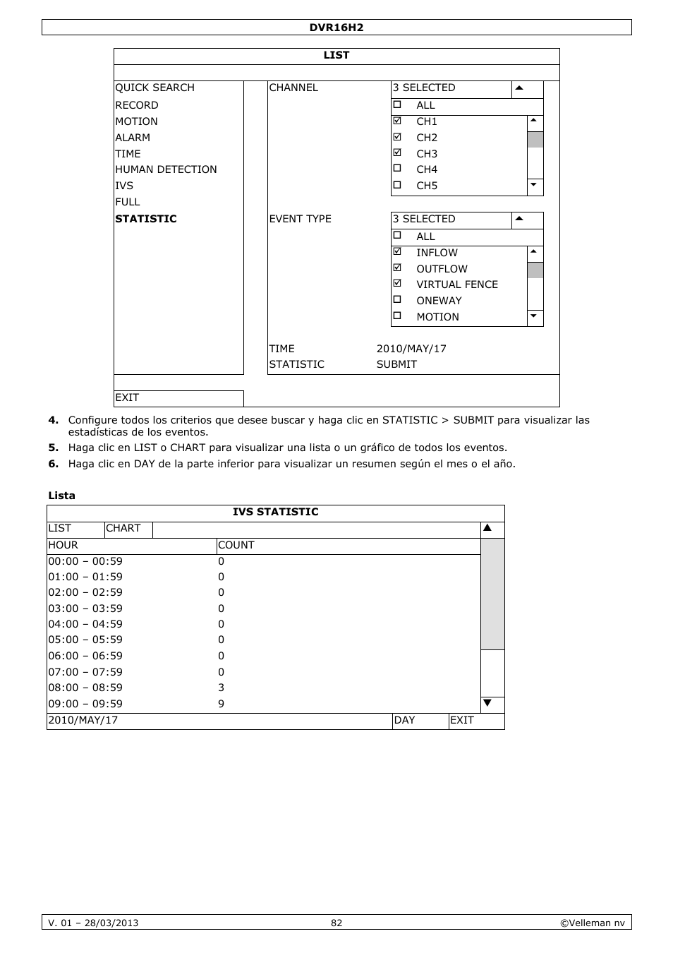 Lista | Velleman DVR16H2 User Manual | Page 82 / 128