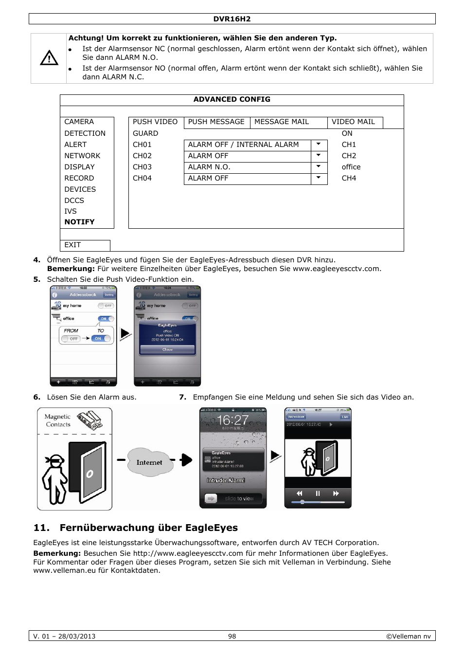 Fernüberwachung über eagleeyes | Velleman DVR16H2 User Manual | Page 98 / 128