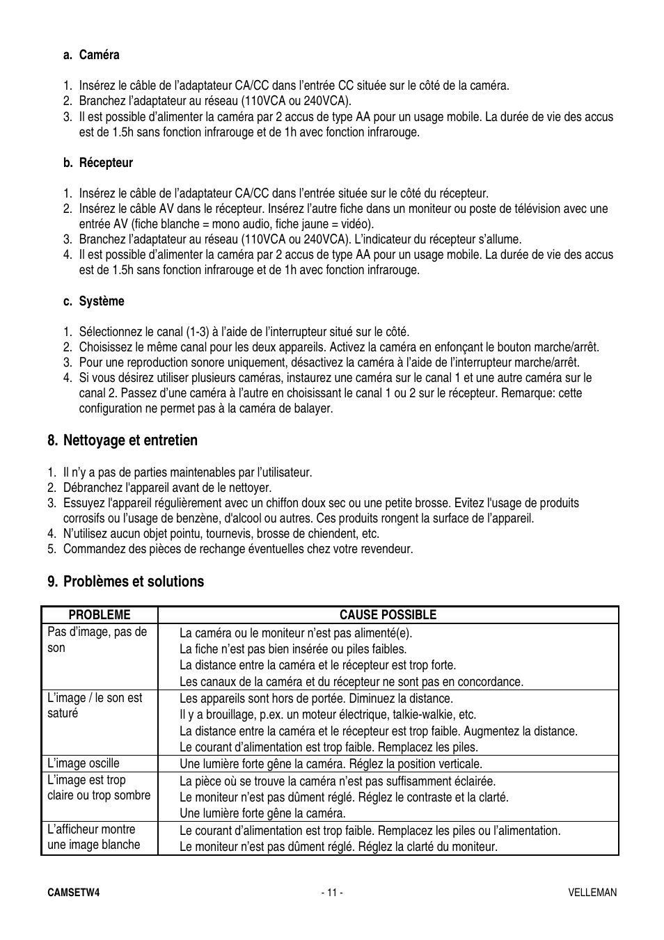 Velleman CAMSETW4 User Manual | Page 11 / 19