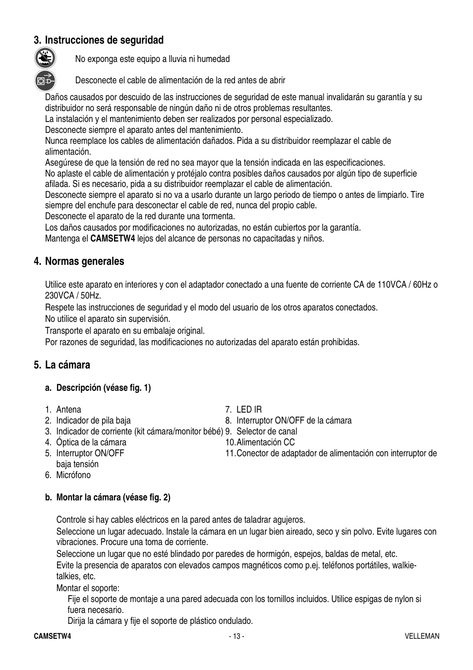 Velleman CAMSETW4 User Manual | Page 13 / 19