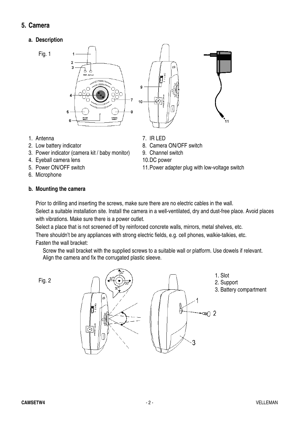 Velleman CAMSETW4 User Manual | Page 2 / 19