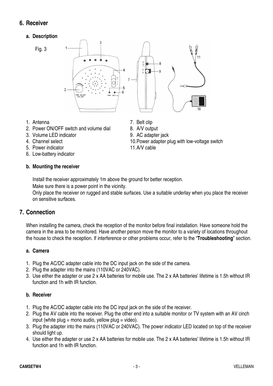 Velleman CAMSETW4 User Manual | Page 3 / 19