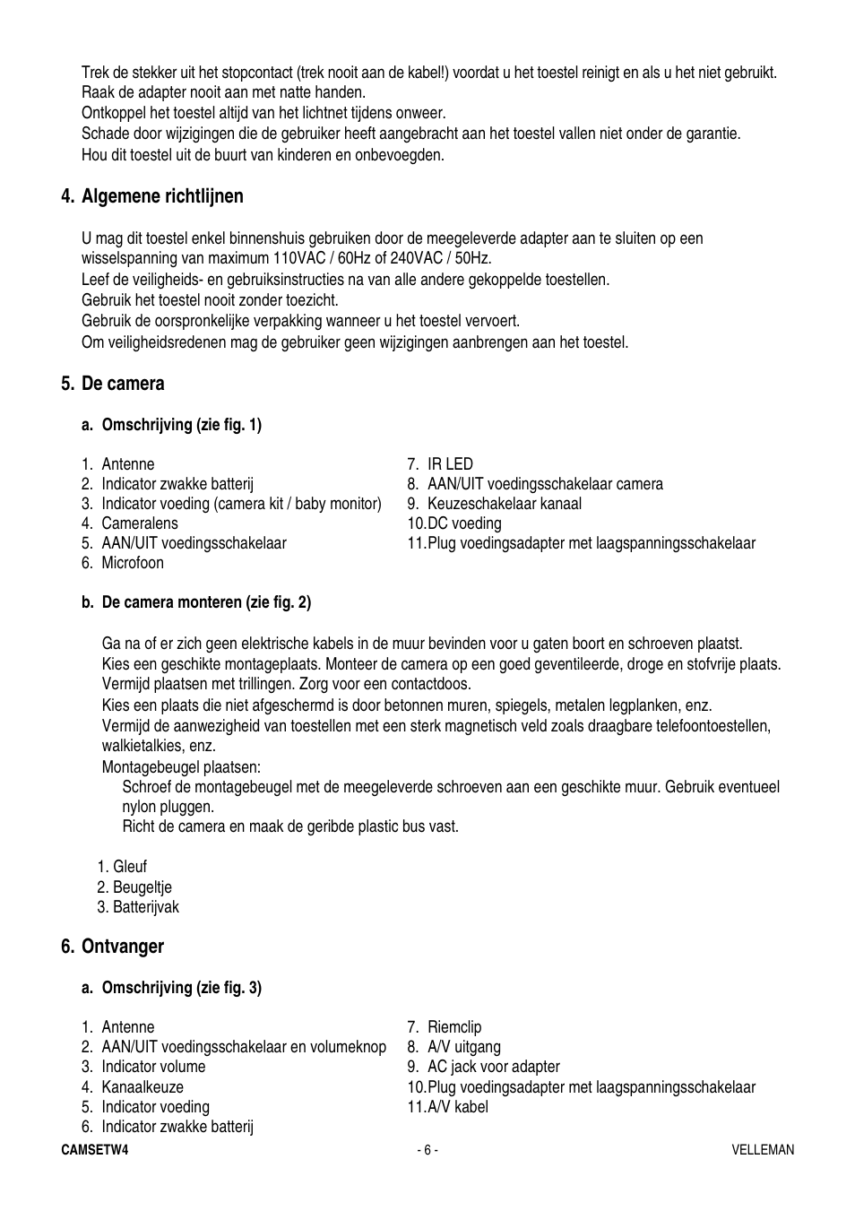 Velleman CAMSETW4 User Manual | Page 6 / 19