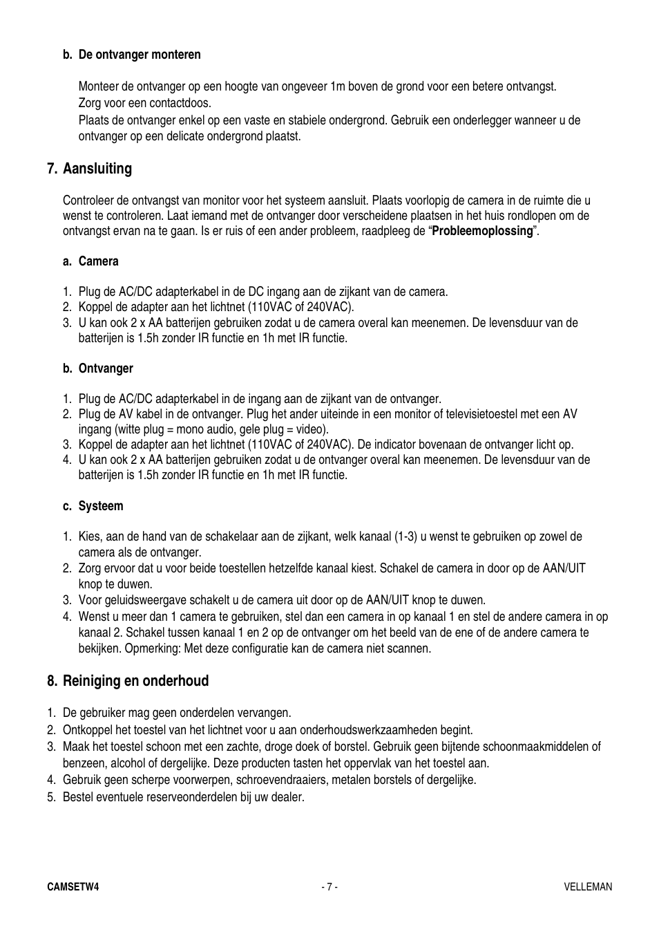 Velleman CAMSETW4 User Manual | Page 7 / 19
