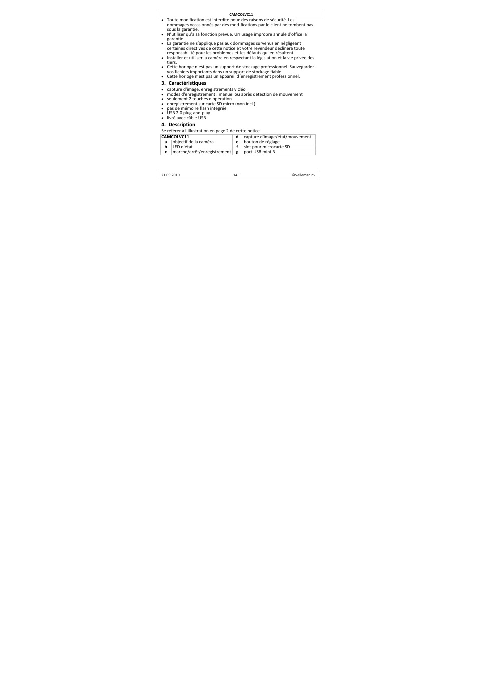 Velleman CAMCOLVC11 User Manual | Page 14 / 34