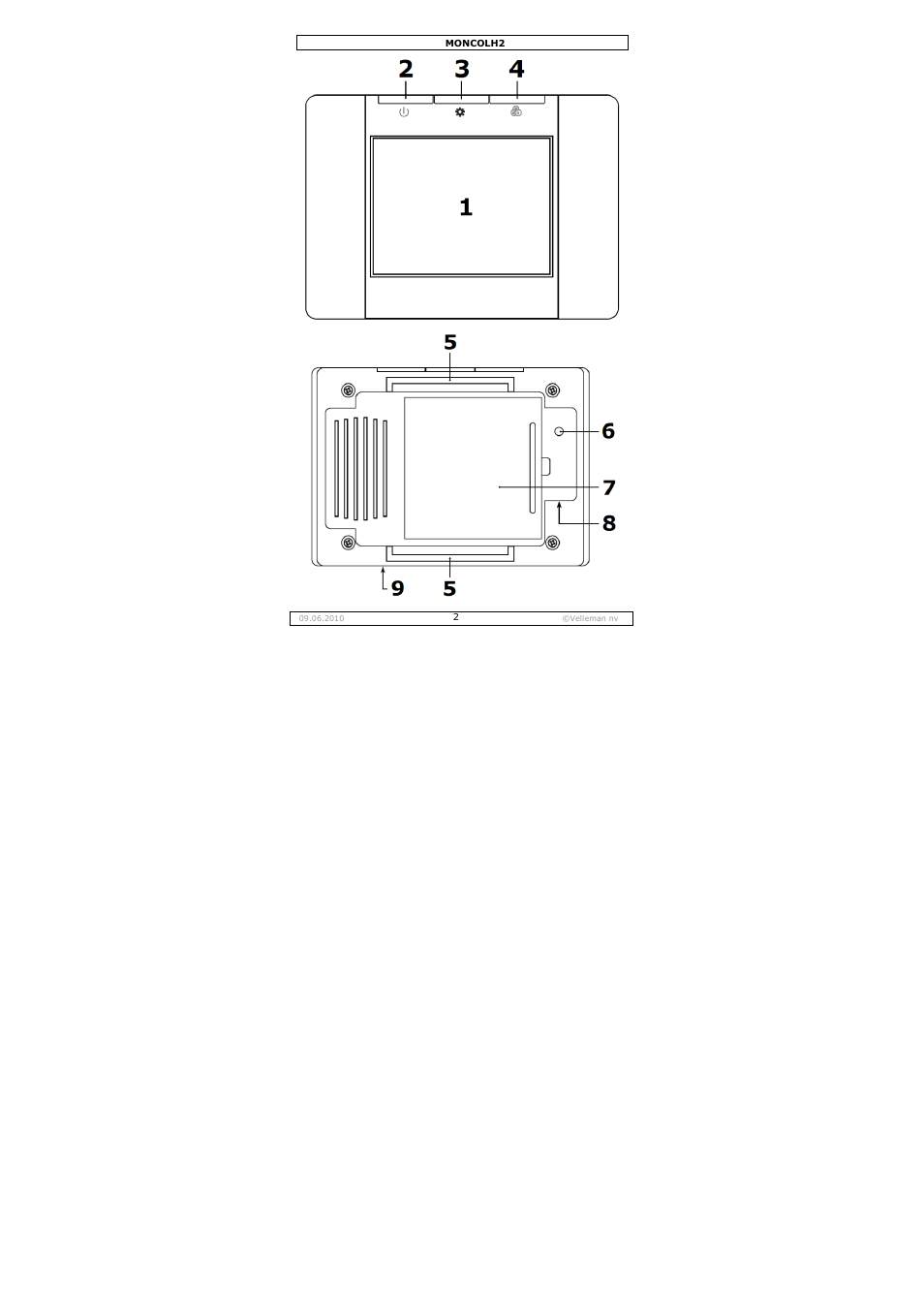 Velleman MONCOLH2 User Manual | Page 2 / 22