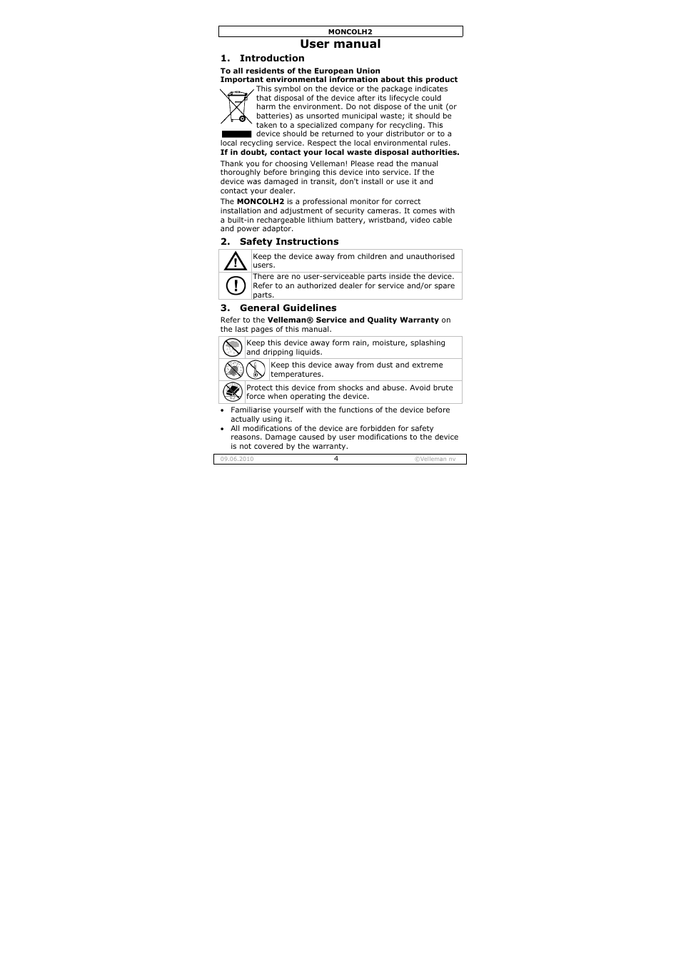 Er manual | Velleman MONCOLH2 User Manual | Page 4 / 22