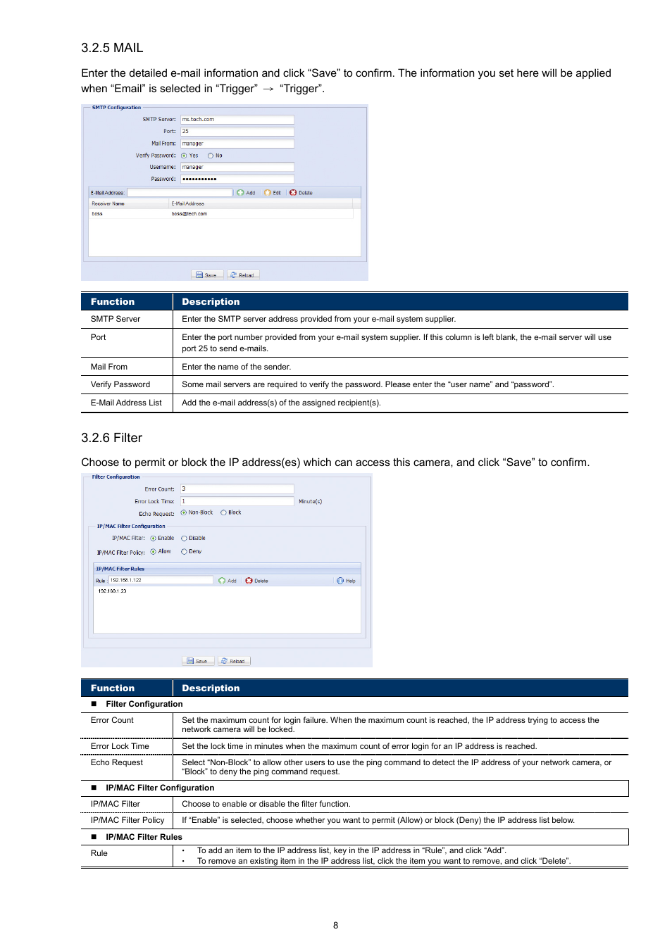 5 mail, 6 filter | Velleman CAMIP13 Quick Installation Guide User Manual | Page 12 / 27