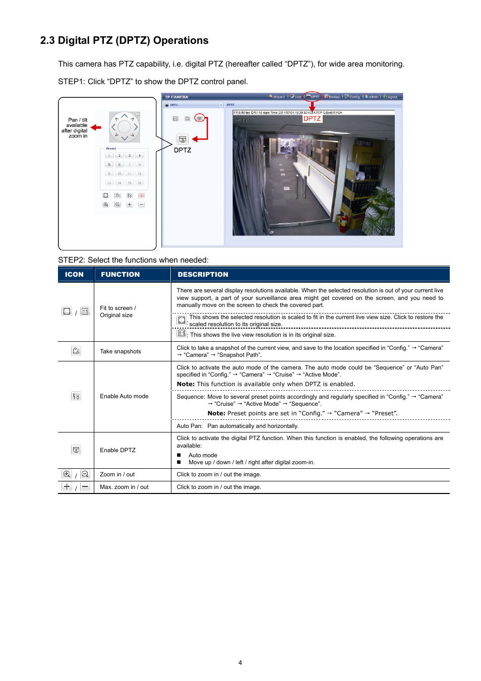 3 digital ptz (dptz) operations | Velleman CAMIP13 Quick Installation Guide User Manual | Page 8 / 27