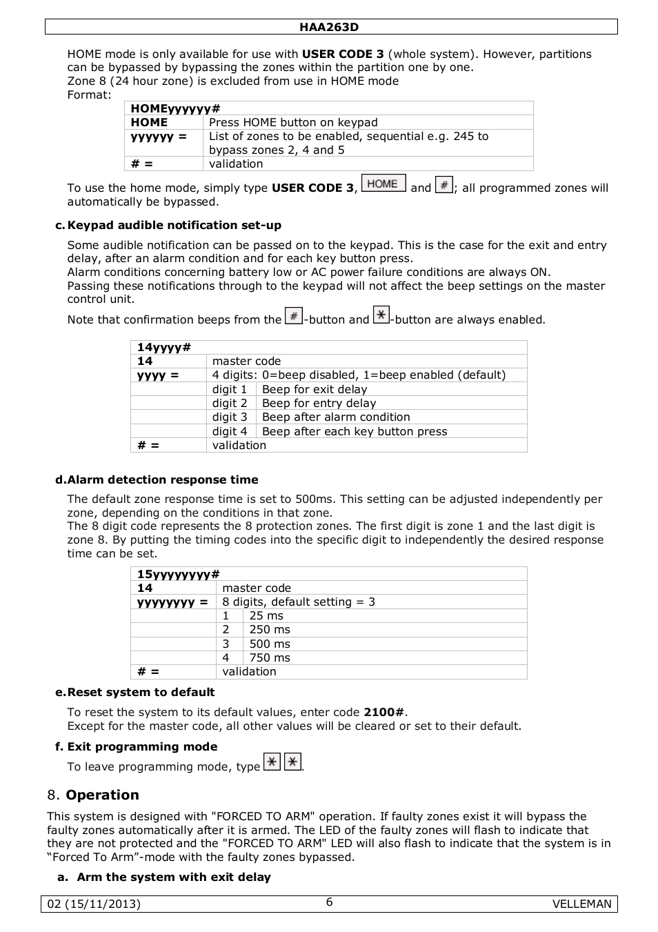 Operation | Velleman HAA263D User Manual | Page 6 / 40