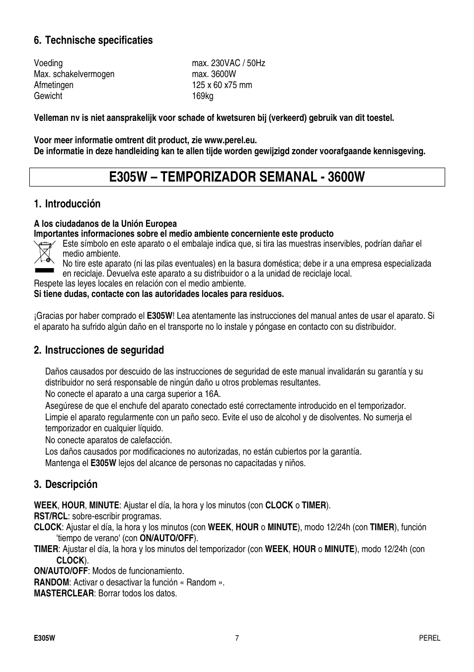 Velleman E305W User Manual | Page 7 / 10