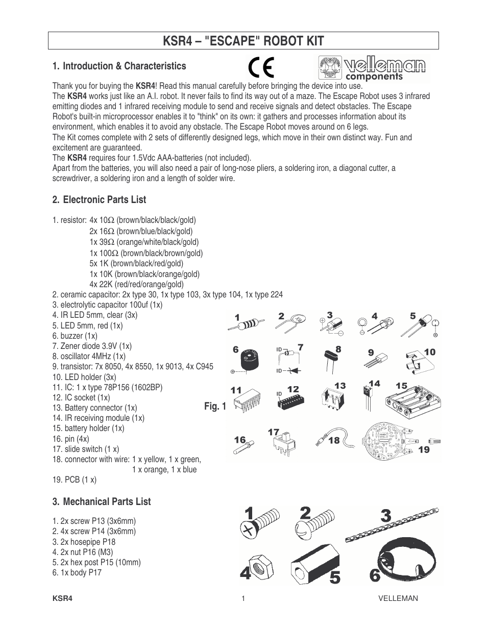 Velleman KSR4 User Manual | 20 pages