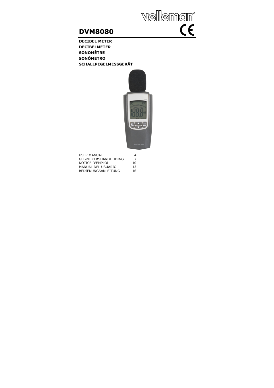 Velleman DVM8080 User Manual | 22 pages