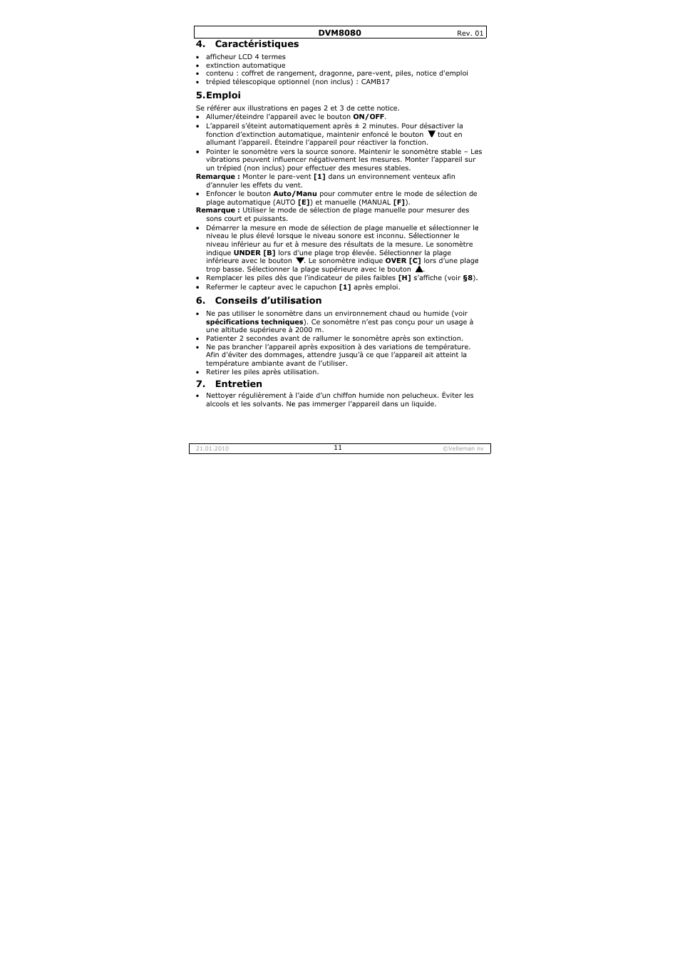 Velleman DVM8080 User Manual | Page 11 / 22