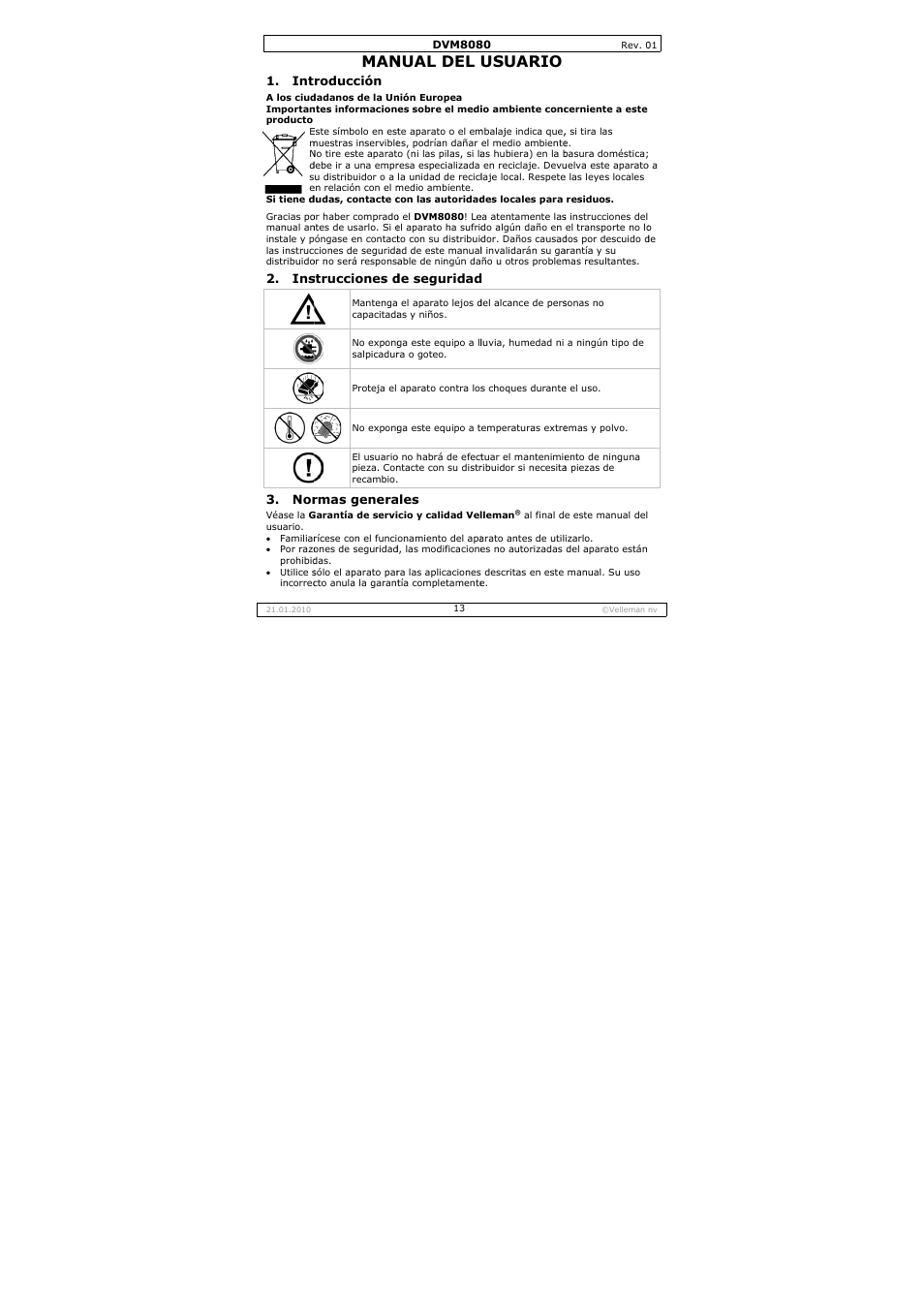 Nual del, Usuario | Velleman DVM8080 User Manual | Page 13 / 22