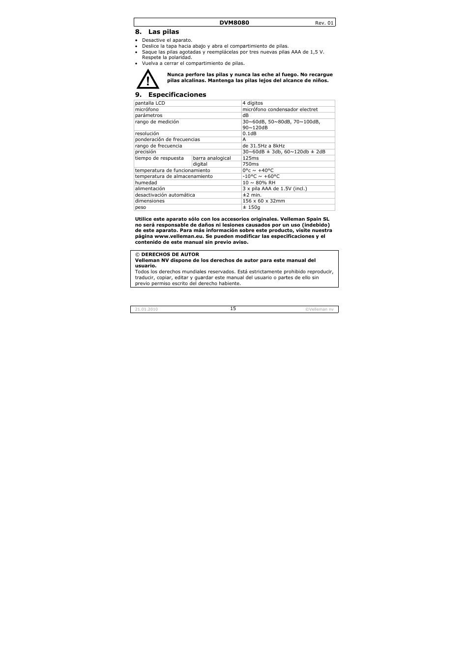 Velleman DVM8080 User Manual | Page 15 / 22