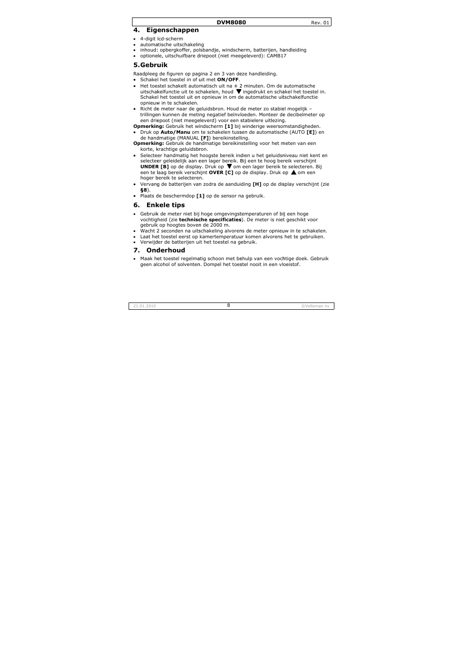 Velleman DVM8080 User Manual | Page 8 / 22