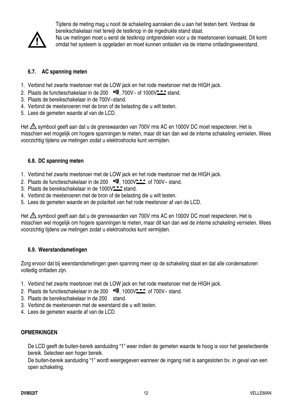 Velleman DVM52IT User Manual | Page 12 / 32