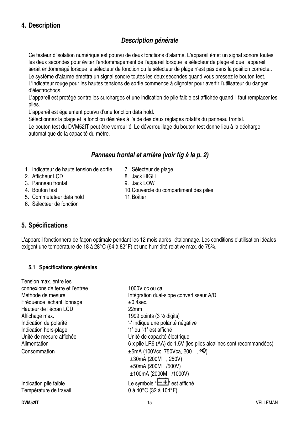 Velleman DVM52IT User Manual | Page 15 / 32