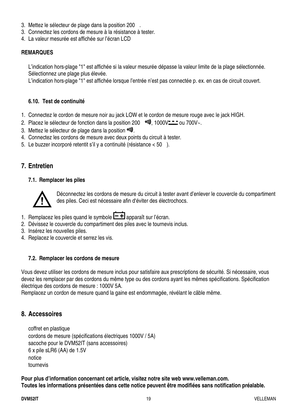 Velleman DVM52IT User Manual | Page 19 / 32
