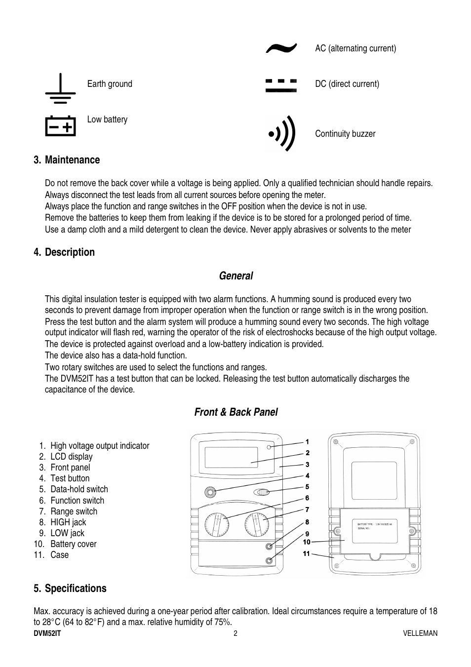 Velleman DVM52IT User Manual | Page 2 / 32