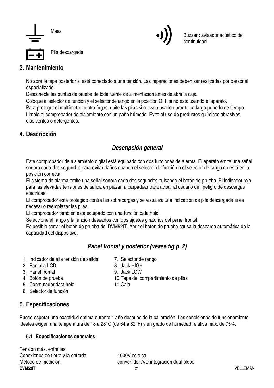 Velleman DVM52IT User Manual | Page 21 / 32