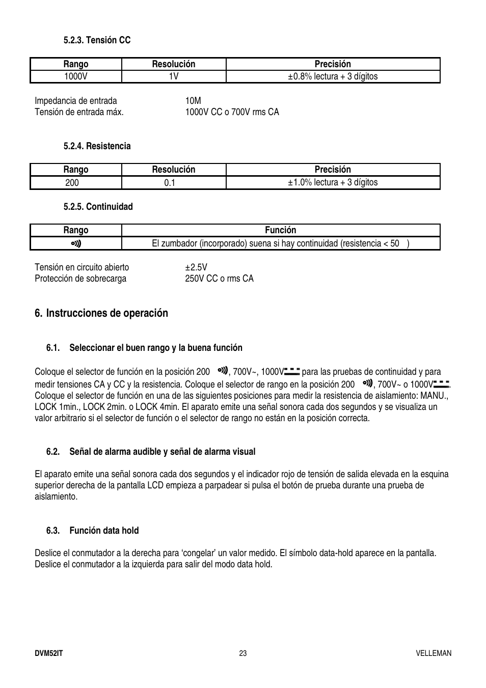 Velleman DVM52IT User Manual | Page 23 / 32