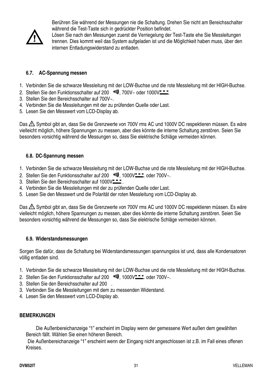 Velleman DVM52IT User Manual | Page 31 / 32