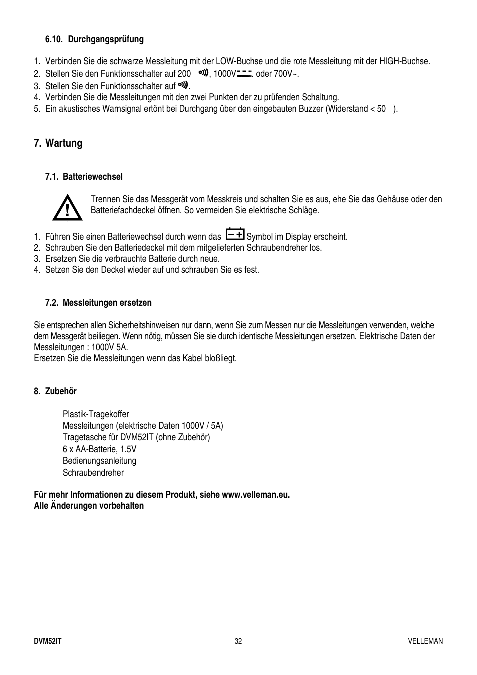 Velleman DVM52IT User Manual | Page 32 / 32