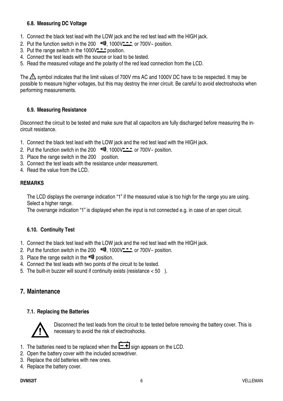 Velleman DVM52IT User Manual | Page 6 / 32