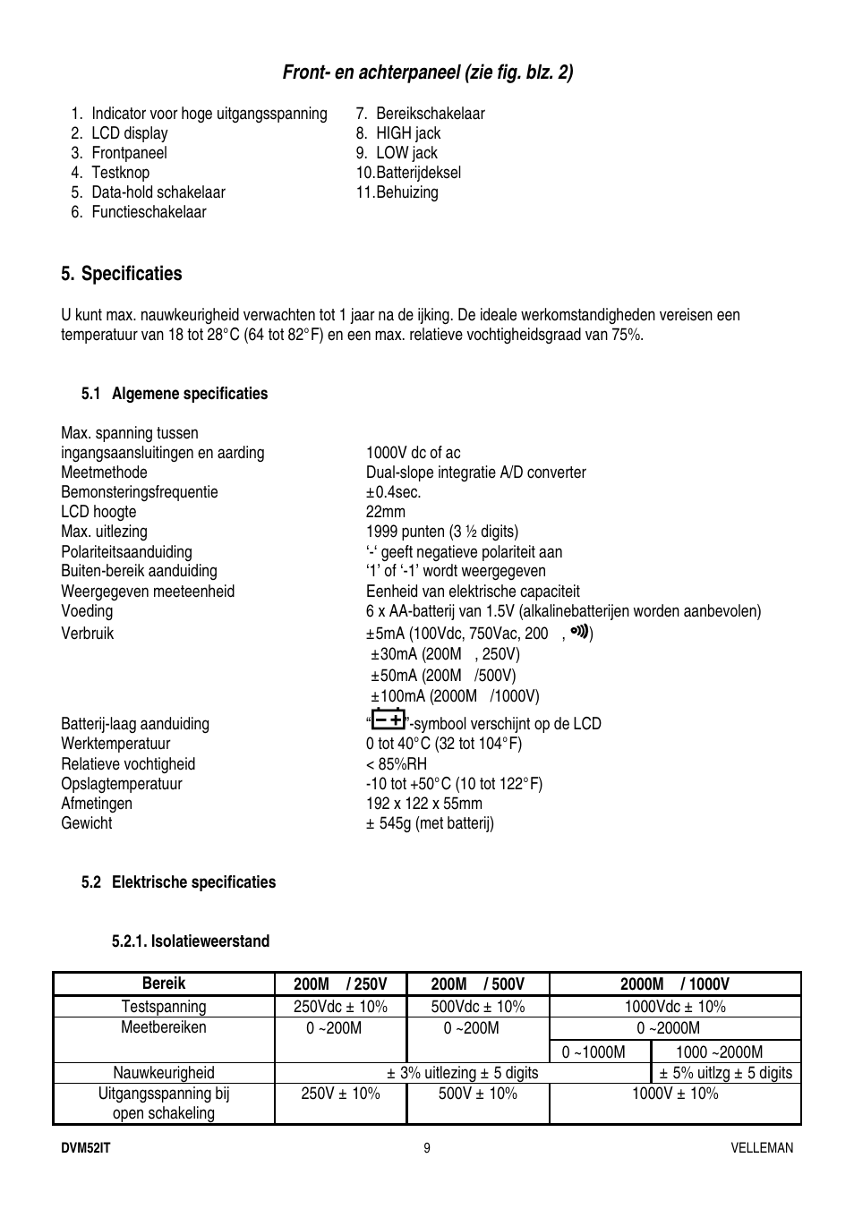 Velleman DVM52IT User Manual | Page 9 / 32